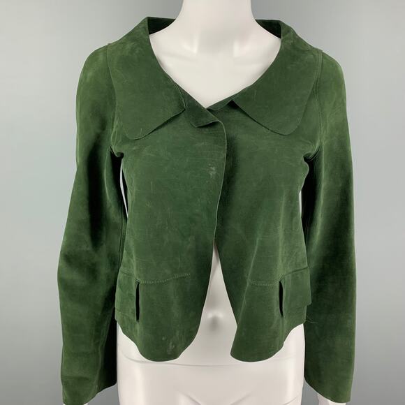 MARNI Size 4 Green Suede Buttoned Jacket - Picture 1 of 5
